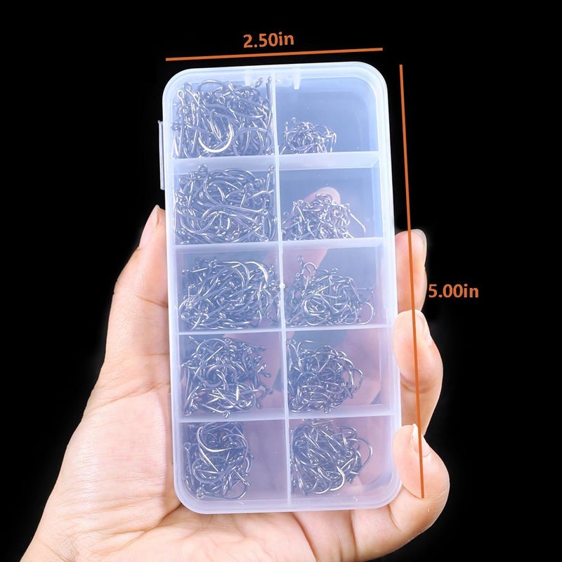 AMHDV 300Pcs/ 500Pcs/ 1000Pcs Small Fishing Hooks, 10 Different Sizes Tiny Fish Hook Set for Freshwater - Image 4